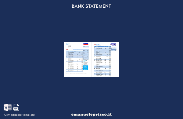 stile verificato Modello Excel (pagine) di estratto conto bancario nazionale del